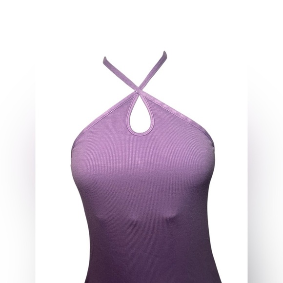 Enza Costa Ribbed Purple Silk Blend Halter Bodysuit S - Picture 3 of 6